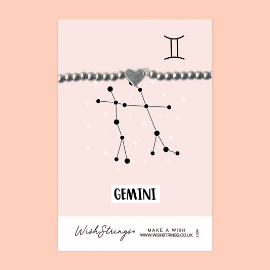 GEMINI, Star Sign Horoscope - Heart Beaded Bracelet - J294