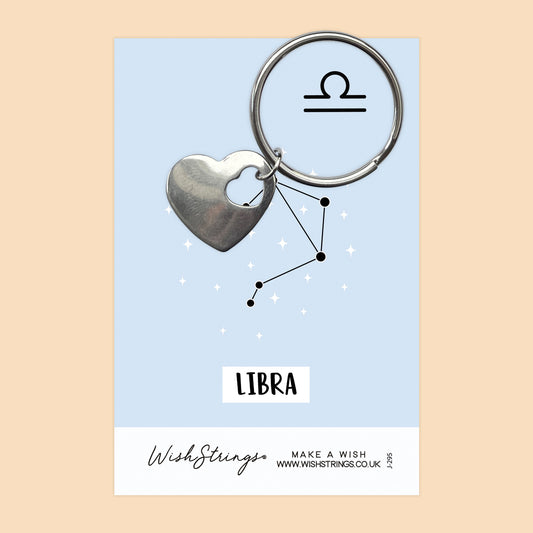 LIBRA, Star Sign Horoscope - Heart Keyring - J295