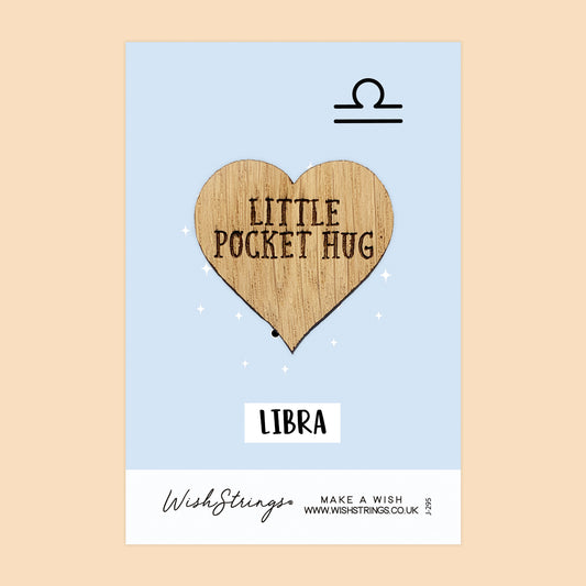 LIBRA, Star Sign Horoscope - Oak Pocket Hug Token | J295
