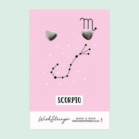 SCORPIO, Star Sign Horoscope - Heart Stud Earrings | J296