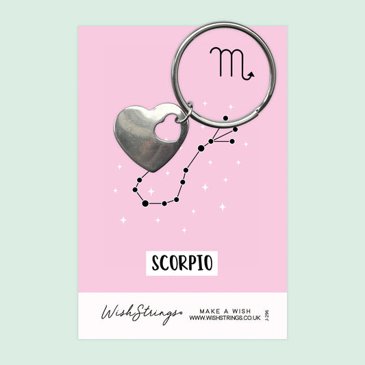 SCORPIO, Star Sign Horoscope - Heart Keyring - J296