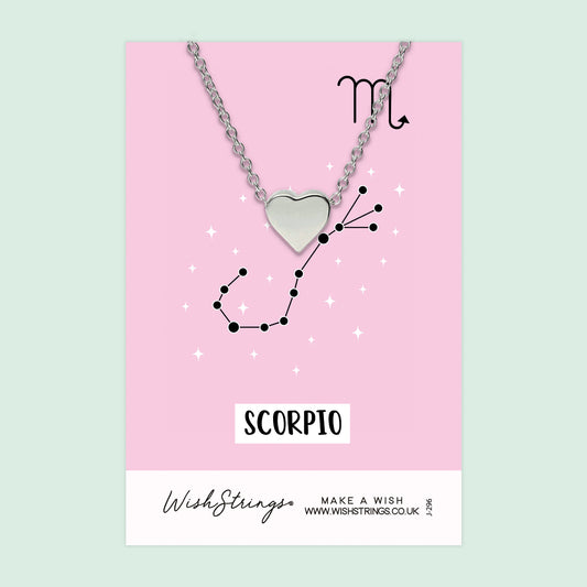 SCORPIO, Star Sign Horoscope - Heart Necklace - J296