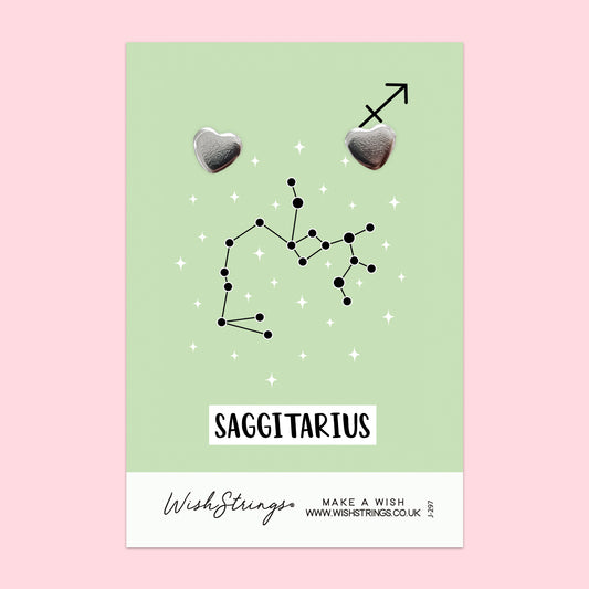 SAGGITARIUS, Star Sign Horoscope - Heart Stud Earrings | J297