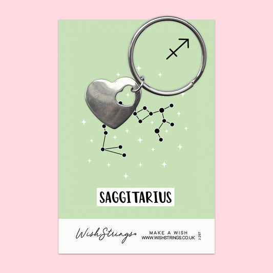 SAGGITARIUS, Star Sign Horoscope - Heart Keyring - J297
