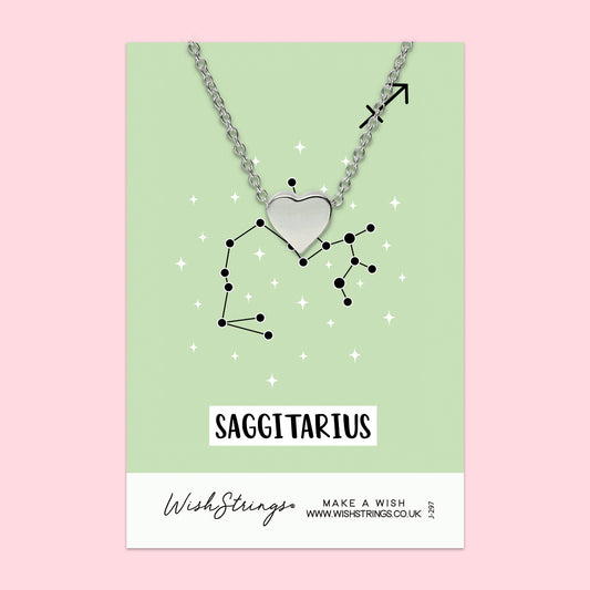 SAGGITARIUS, Star Sign Horoscope - Heart Necklace - J297