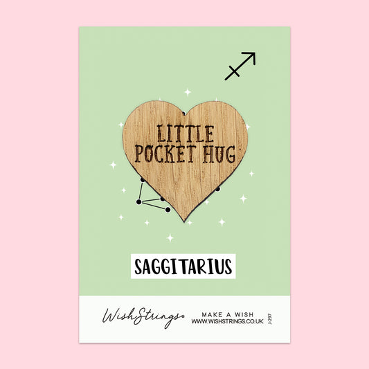 SAGGITARIUS, Star Sign - Oak Pocket Hug Token | J297