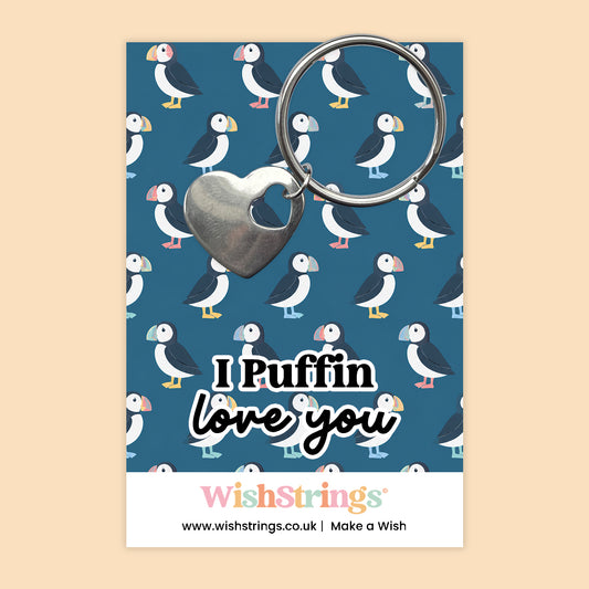 I Puffin Love You - Heart Keyring - J298