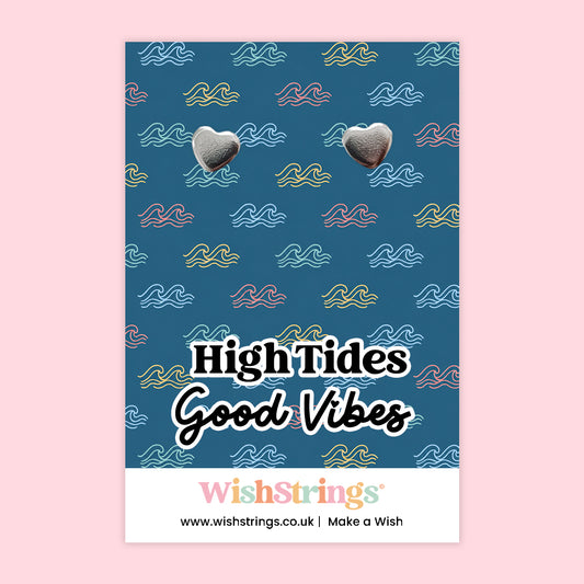 High Tides Good Vibes - Heart Stud Earrings | J299