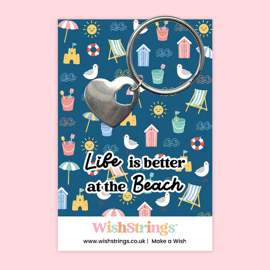 Life Is Better at the Beach - Heart Keyring - J300