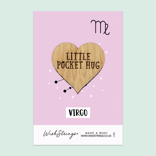 VIRGO, Star Sign - Oak Pocket Hug Token | J300