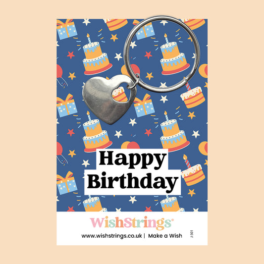 Happy Birthday - Heart Keyring - J301