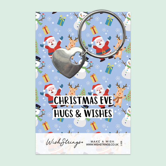 CHRISTMAS EVE HUGS - HEART KEYRING - J308