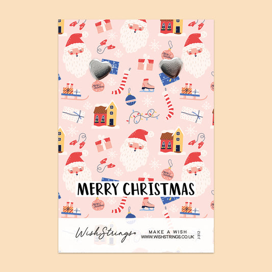 MERRY CHRISTMAS - Heart Stud Earrings | J312