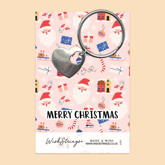 MERRY CHRISTMAS - Heart Keyring - J312