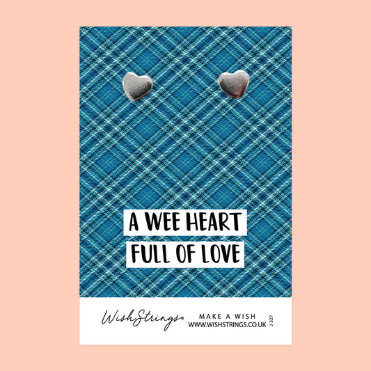 Wee Heart, Scottish - Heart Stud Earrings | J327