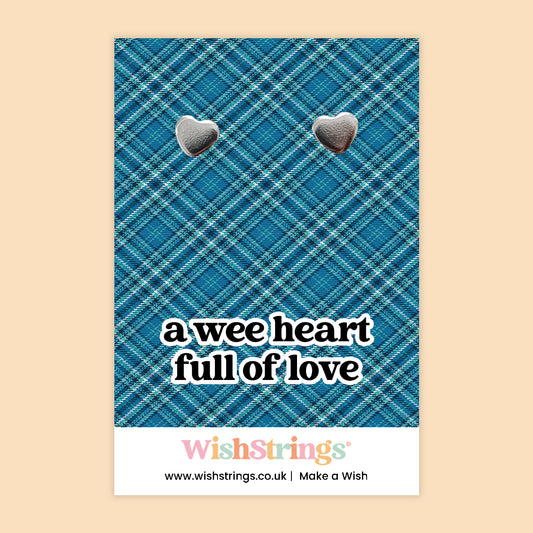 Wee Heart, Scottish - Heart Stud Earrings | J327