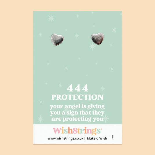 Angel Numbers, 444 - Heart Stud Earrings | J338