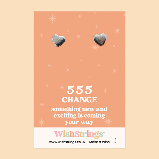 Angel Numbers, 555 - Heart Stud Earrings | J339