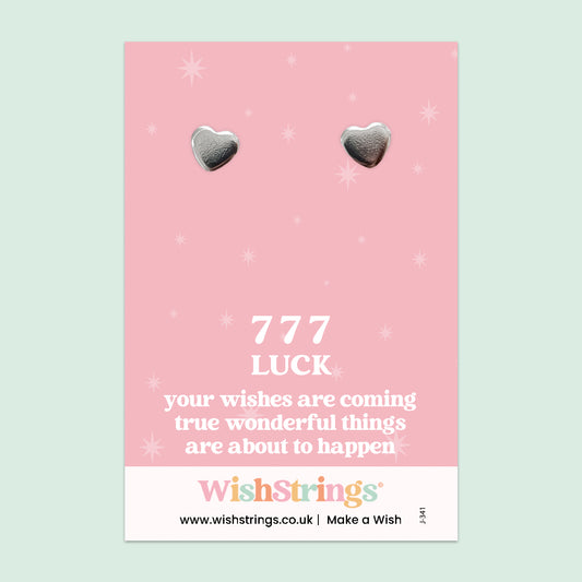 Angel Numbers, 777 - Heart Stud Earrings | J341