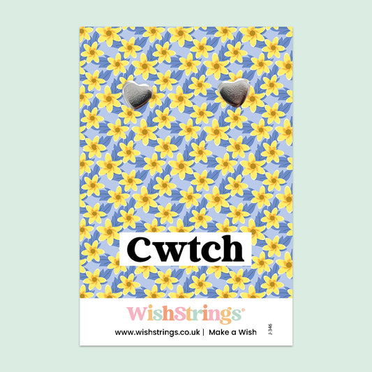 Cwtch, Welsh - Heart Stud Earrings | J346