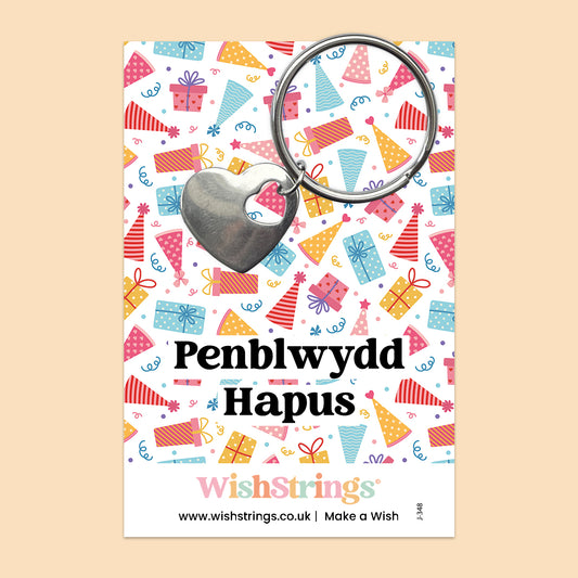 Penblwydd Hapus, Welsh - Heart Keyring - J348