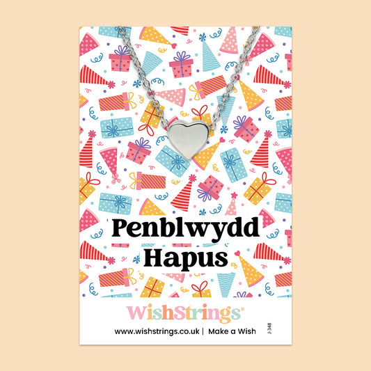 Penblwydd Hapus, Welsh - Heart Necklace - J348