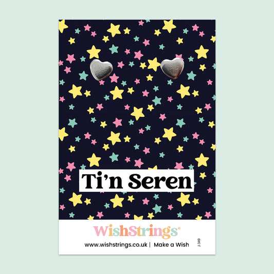 T'in Seren, Welsh - Heart Stud Earrings | J349
