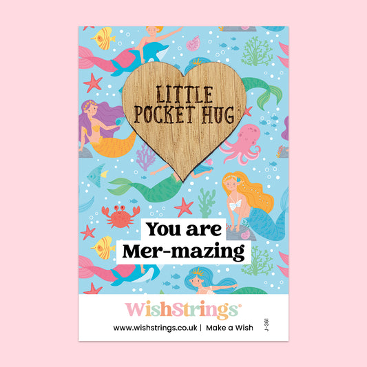 Mermaid, Mer-mazing - Oak Pocket Hug Token | J361