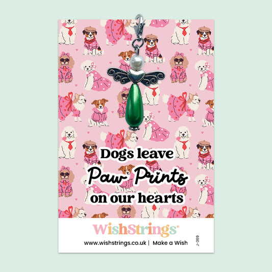 Dogs Leave Paw Prints on Our Hearts - Wish Angels, Clip on Keepsake | J369