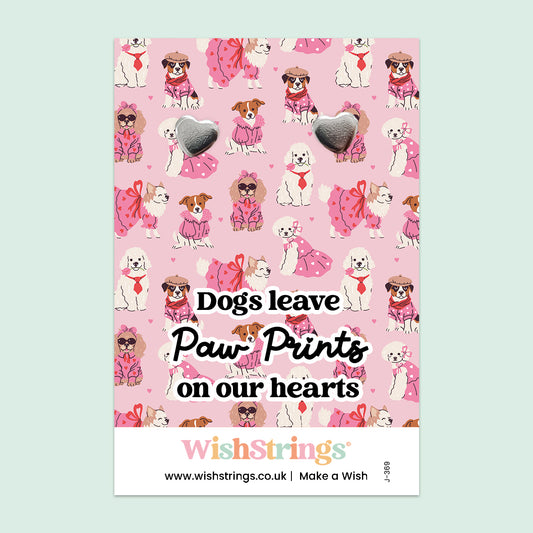 Dogs Leave Paw Prints on Our Hearts - Heart Stud Earrings | J369