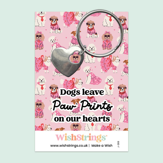 Dogs Leave Paw Prints on Our Hearts - HEART KEYRING - J369