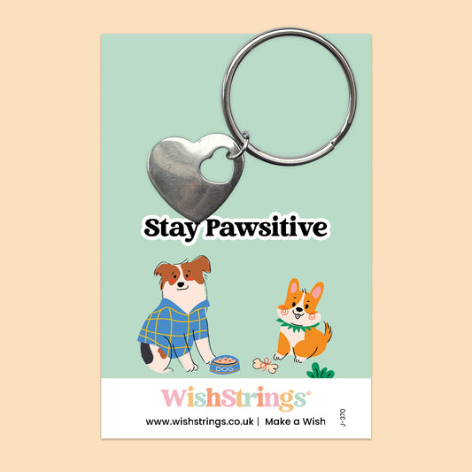 Stay Pawsitive - Heart Keyring - J370