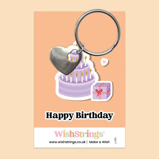Happy Birthday - Heart Keyring - J373