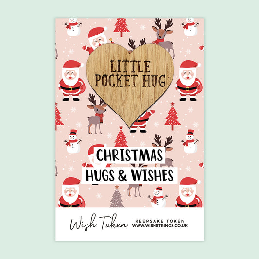 Christmas Hugs & Wishes - Oak Pocket Hug Token (J377)