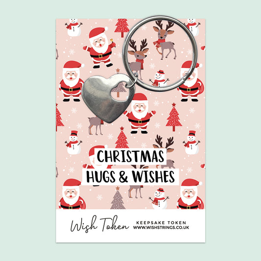 Christmas Hugs & Wishes - HEART KEYRING - J377