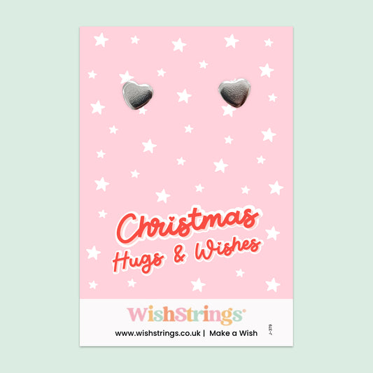 Christmas, Hug & Wishes - Heart Stud Earrings | J379