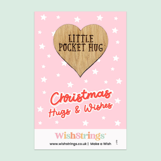 Christmas, Hug & Wishes  - Oak Pocket Hug Token (J379)