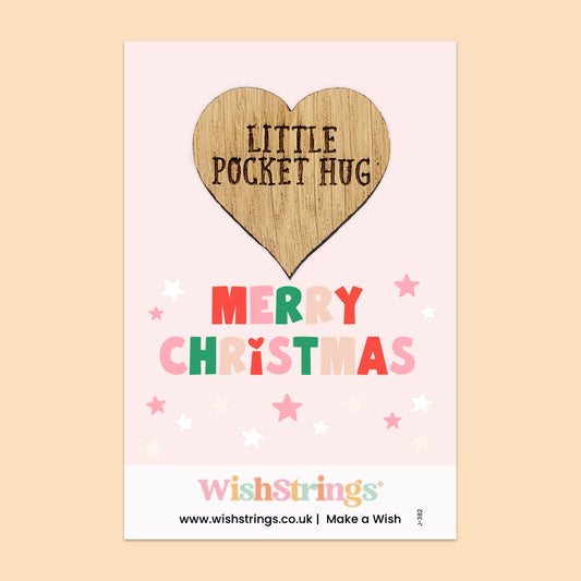 Merry Christmas  - Oak Pocket Hug Token (J382)