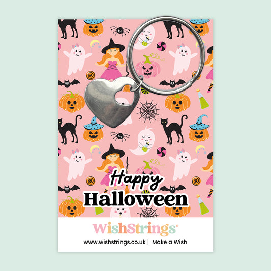Happy Halloween, Witches - Heart Keyring - J386