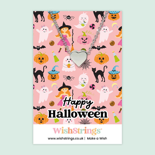 Happy Halloween, Witches - Heart Necklace - J386