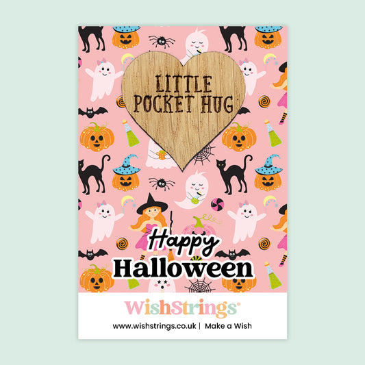 Happy Halloween, Witches - Oak Pocket Hug Token | J386