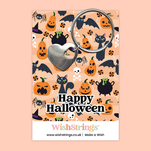 Happy Halloween, Pumpkins - Heart Keyring - J387