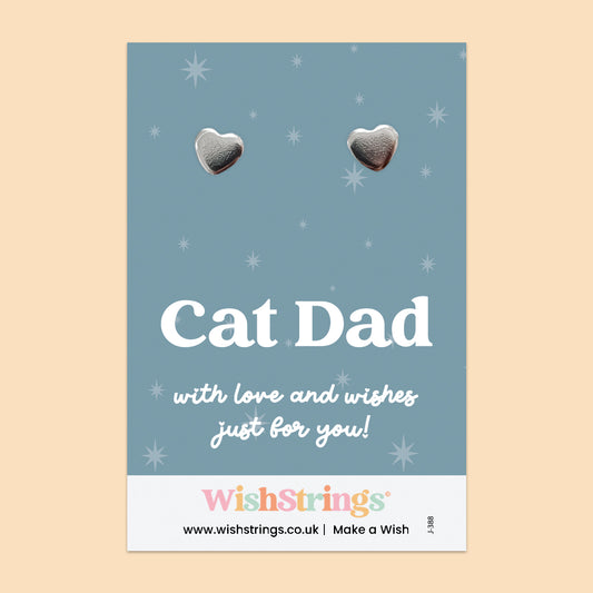 Cat Dad - Heart Stud Earrings | J388