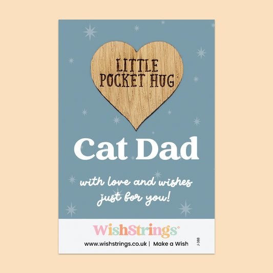 Cat Dad  - Oak Pocket Hug Token (J388)