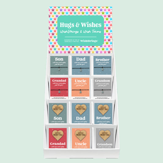 Male Relations WishStrings & Pocket Hugs - Pre-filled Counter Display Stand