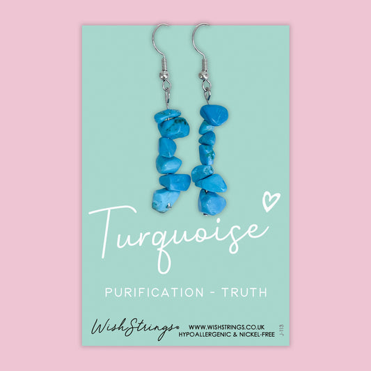 Turquoise - Gemstone Chip Dangle Earrings