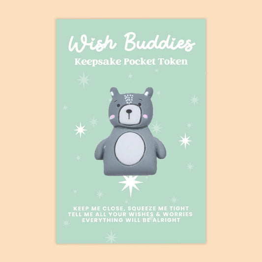 Grey Bear - WishBuddies - Pocket Hug Token (WB026)