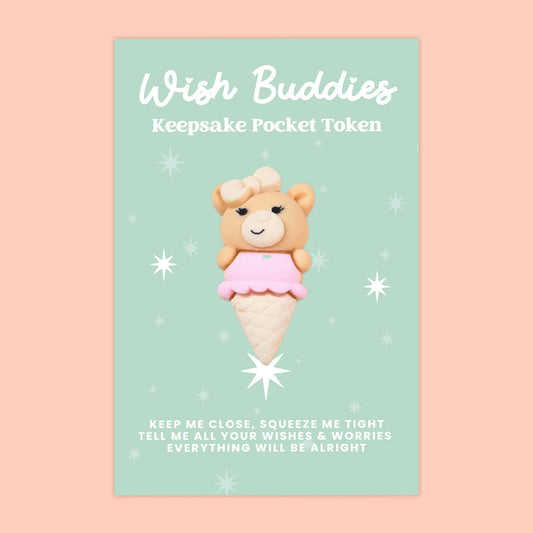 Ice Cream Bear - WishBuddies - Pocket Hug Token (WB038)