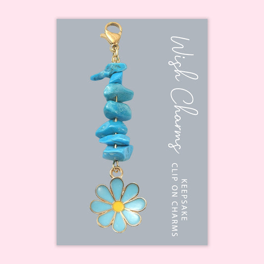 Flowers - Wish Charms - Keepsake Clip on Charm with Gemstones - WCC003