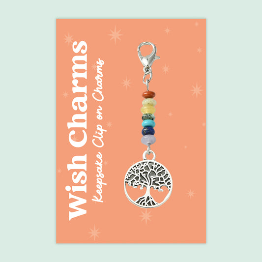 Tree of Life - Wish Charms - Keepsake Clip on Charm with Gemstones - WCC002